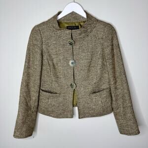 Lafayette 148 | Olive Green Tweed Cropped Jacket Size 0P